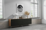 Wuun&reg; Somero Sideboard Highboard SDF5 Hairpin Chrome / 240 cm B (2 x 120) K 78 cm T 40 cm I Tamm / Mustad matt liistud