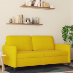 Willood 2-kohaline diivan, Lounge diivan diivan k&auml;etugedega, seljapadi, elutoa diivan, disain diivan, metallist raam, istumis m&ouml;&ouml;bel, kahene iste, kollane, 140 cm, sametne