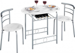 Yaheetech s&ouml;&ouml;gitoa toolid, s&ouml;&ouml;gikomplekt 2 inimesele, puidust jalaga lauakomplekt, 1 s&ouml;&ouml;gituba hoiukambriga ja 2 k&ouml;&ouml;gitooli seljatoega, 90 x 53 x 73,5 cm, valge