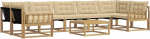 Gartenm&ouml;bel komplekt 8-TLG. Outdoor Sofa Modulares Loungem&ouml;bel aus Akazienholz und Textilene inkl. Tisch, Bequeme Sitzgruppe f&uuml;r Garten und Terrasse, Wei&szlig; und Beige