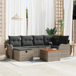 Rantry Garten-Sofa-Set mit Kissen mit Speicher 7 tk Grau Poly Rattan Gartenm&ouml;bel Model3359482