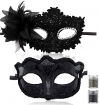 AYNKH 2 paari Glitter mask kosmeetiline l&auml;ikiv paeltest pits pits Veneetsia pidu karneval Halloween kost&uuml;&uuml;m meestele ja naistele
