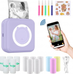 ZAKVOP Mini Printer for Smartphone, Mini Portable Photo Printer, Mini Pocket Printer, Bluetooth Thermal Printer for iOS and Android, Sticker Printer for Journal, Notes, List, Memo - Purple