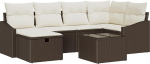 Rantry 7-teiliges Garten Sofa Set mit Kissen Braun Poly Rattan Gartenlounge Model3360619