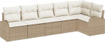 Rantry 6-teiliges Garten-Sofa-Set mit Kissen Beige Poly Rattan Gartenlounge Model3346061