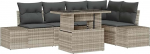 6-teiliges Garten Sofa Set mit Kissen Hellgrau Poly Rattan Gartenlounge Model3349188