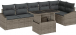 Rantry 7-teilige Garten Sofa Set mit Kissen Grau Poly Rattan Gartenlounge Model3349015