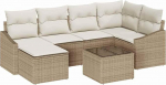 Rantry 7-teiliges Garten Sofa Set mit Kissen braunes Poly Rattan Gartenlounge Model3346801