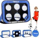 SYXLS jalgpalli v&auml;ravad lastele, laste jalgpalli v&auml;rav 4-in-1 kaasaskantav eemaldatav mitmeotstarbeline jalgpalli treeningvarustus siseruumides ja v&auml;ljas koos kandekotiga, poisid t&uuml;drukud kingitused 6-12-aastastele lastele