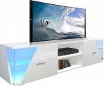Dripex TV Lowboard, TV Sideboard with LED Lighting, High Gloss TV Storage Unit/TV Vitrine, 150 x 37 x 35 cm, White