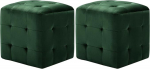 vidaXL 2 x Pouf Footstool Seat Pouf Footstool Seat Cube Footstool Ottoman Upholstered Stool Green 30 x 30 x 30 cm Velvet Fabric
