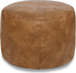 Thgonwid Unfilled Faux Leather Pouf Cover Handmade Footstool Ottoman Storage Solution Floor Footrest Cushion 16.5"D x 12"H (Without Insert) Mocha