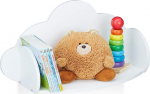 Relaxdays Cloud seinariiul, rippuv riiul lastetuppa, MDF, dekoratsioon, seinariiul, lapsed, HBT 31,5 x 60 x 21 cm, valge
