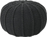 Christopher Knight Home Agatha Knitted Cotton Pouf, Dark Grey