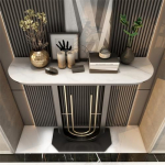 Moodne konsoollaud, U-kujuline sissep&auml;&auml;sulaud musta alusega, kitsas diivanilaud, koridorilaud elutuppa, esikusse, koridori (v&auml;rv : valge, suurus : 80cm)