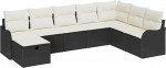 8-teilige Garten Sofa Set mit Kissen Schwarz Poly Rattan, 2-Sitzer Garten Sofa mit Kissen Schwarz Poly Rattan Gartenlounge Model3359026