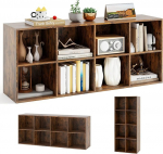 KOMFOTTEU 8 kuubikutega raamaturiiul, raamaturiiul 2 kallutuslukuga, puidust hoiukapp, seisev riiul elutuppa, magamistuppa, kontorisse, 121,5 x 29 x 61 cm (pruun)