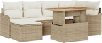 Rantry 7-osaline aia diivan komplekt koos padjadega Beige Poly Rattan Garden Lounge Model3358220