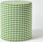 Homescapes roheline &uuml;mmargune puuvillane gingham-karoline pouffe - 40 x 40 x 42 cm