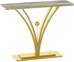 Schmaler goldener Konsolentisch - Stilvoller 120 cm breiter Beistelltisch f&uuml;r Wohnzimmer und Flur - Eleganter Beistelltisch k&otilde;rval dem Sofa im Eingangsbereich - Schickes Deko-M&ouml;belst&uuml;ck f&uuml;r I