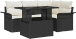 5-teiliges Garten Sofa Set mit Kissen Schwarz Poly Rattan Gartenlounge Model3348273