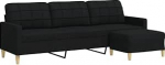 Gecheer 3-kohaline diivan koos tugitooliga Metallraamiga diivanvoodi Kangast diivanvoodi K&uuml;laliskohvik Moodne 3-kohaline diivanvoodi 226 x 77 x 80 cm (B x S x K x H) elutuppa, k&uuml;lalistetuppa, must