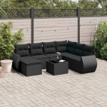 Garten-Sofagarnitur Schwarz PE-Rattan Ecksofa & Mittelsofa 62x62x69 cm - f&uuml;r Terrasse und Innenhof Model3221704