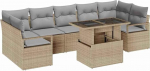 Rantry 8-teiliges Garten Sofa Set mit Kissen Beige Poly Rattan Gartenlounge Model3357513