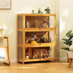 FERFXN vitriin, uudishimu kabinetid klaasustega, klaasist vitriinkapp, bambusest hoiukapp, kollektsiooni v&auml;ljapanek, turvaline ja tervislik, 70 x 32 x 106 cm, puiduv&auml;rvi