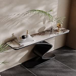 Geometrischer moderner Konsolentisch - Industrieller Akzenttisch f&uuml;r Eingangsbereich, Flur, Wohnzimmer und Foyer - Stilvolles schwarzes Design, 120 x 30 cm (47,5 x 12 Zoll)