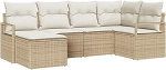 8-teiliges Garten Sofa Set mit Kissen Braun Poly Rattan, 2-Sitzer Garten Sofa mit Kissen Beige Poly Rattan Gartenlounge Model3346481