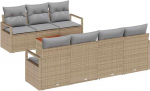 8-Teiliges Garten Sofa Set mit Kissen Beige Poly Rattan Akazie Gartenlounge Model3347665