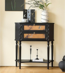 Elegantne dekoratsioonidega k&uuml;ljepaneel, prantsuse retro koridorikapp t&auml;ispuidust sahtlitega, moodne koridorikapp sajandi keskpaigast (80 x 20 x 90 cm)