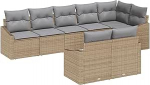 8-teiliges Garten Sofaset mit Kissen Beige Poly Rattan Gartenlounge Model3346770