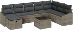 9-teiliges Garten Sofaset mit Kissen Grau Poly Rattan Gartenlounge Model3359338