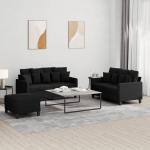 3-TLG. Sofagarnitur mit Kissen Diivan Wohnzimmer Sitzgruppe Wohnzimmer Diivan Set Sofas F&uuml;R Wohnzimmer Schwarz Stoff - 3201660