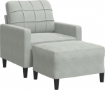 vidaXL tugitool, diivan koos jalatoega, metallraam, lamamistool, polsterdatud tool elutuppa, TV-tool, puhketool, klubitool, kaasaegne, helehall sametist