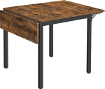 VASAGLE Dining Table Folding Kitchen Table 2-4 Seater Small Space Vintage Brown Ink Black KDT077B01