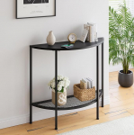 VECOCHO Console Table, Narrow Sofa Table with 2 Levels, Side Table, Small Table, Hallway Table, Semicircular Coffee Table for Living Room, Bedroom, Balcony, Console Table, Black