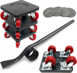 PULLEY Furniture Transport Roller Set, Furniture Roller with Furniture Lifter, Furniture Transport Wheels, Moving Aid, 4 Pieces Heavy Duty Gliders, Load Capacity 350 kg with 360&deg; Swivel Wheels, Lifter