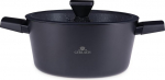 Gerlach Granitex keraamilise kattega kastrulapann, mis sobib induktsioonpliidile elektrilise gaasi keraamilise induktsioonpliidi pottide jaoks Must 24 cm 4,4 L
