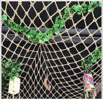 PHONME Child safety net, hemp rope net, climbing net, balcony stair net, photo wall, decorative divider, ceiling net, barrier protection, garden fence net, hemp rope, uniform thickness E (size: 2 x 10 m (7 x 33 ft))