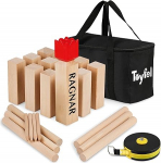 Toyfel Swedish Chess XXL - Kubb Game Made of Solid Wood Skill Game - Outdoor Game with Practical Carry Bag & Tape Measure Throwing Chess FSC Certified Wooden Game Garden - Ragnar