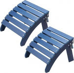 VEVOR Footrest for Adirondack Chair, Set of 2, 475 x 480 x 350 mm, Foldable Adirondack Ottoman Made of HDPE Plastic, Garden Chair Used for Outdoor, Porch, Pool, Lawn, Backyard, Blue
