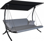Angerer Freizeitm&ouml;bel GmbH Swing Zip Hollywood Swing - Garden Swing Made in Germany - Swing for Sitting, Lying and Relaxing - Includes Bed Function - Easy Assembly (Light Grey Weatherproof)