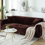 YOPOIY Stretch Velvet Sofa Cover Non-Slip Sofa Throws for Loveseat 3 4 Cushion Sofa L-Shaped Sofa Sofa Cover with Elastic Bottom Washable Coffee 1 Seater (90-140 cm)