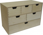 Wooden World Plain Wooden Storage Box with 6 Drawers 42cm x 28cm x 20cm
