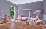Inter Link - Henning Children's Furniture Set - Made of Solid Wood - 2 Benches - 1 Table - Offers 4 Seats - Painted White