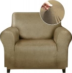 molasofa Single Sofa Cover for Home Decor Super Soft Leather Like Spandex Armchair Slipcover Washable Non-Slip 1 Piece Chair Cover (Oversized Chair, Mustard)