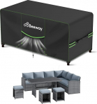 BEEWAY aiam&ouml;&ouml;bli kate koos &otilde;huventilatsiooniga Veekindel patio rotangist diivanilaua tooli komplekti kate - 420D Oxfordi kangast tuulekindel - ristk&uuml;lik 242 x 182 x 100cm